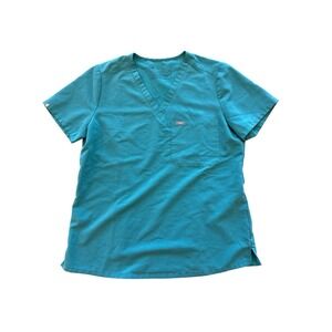 FIGS Top Teal Sz M Catarina One Pocket Scrub V-Neck Technical Collection FW1000